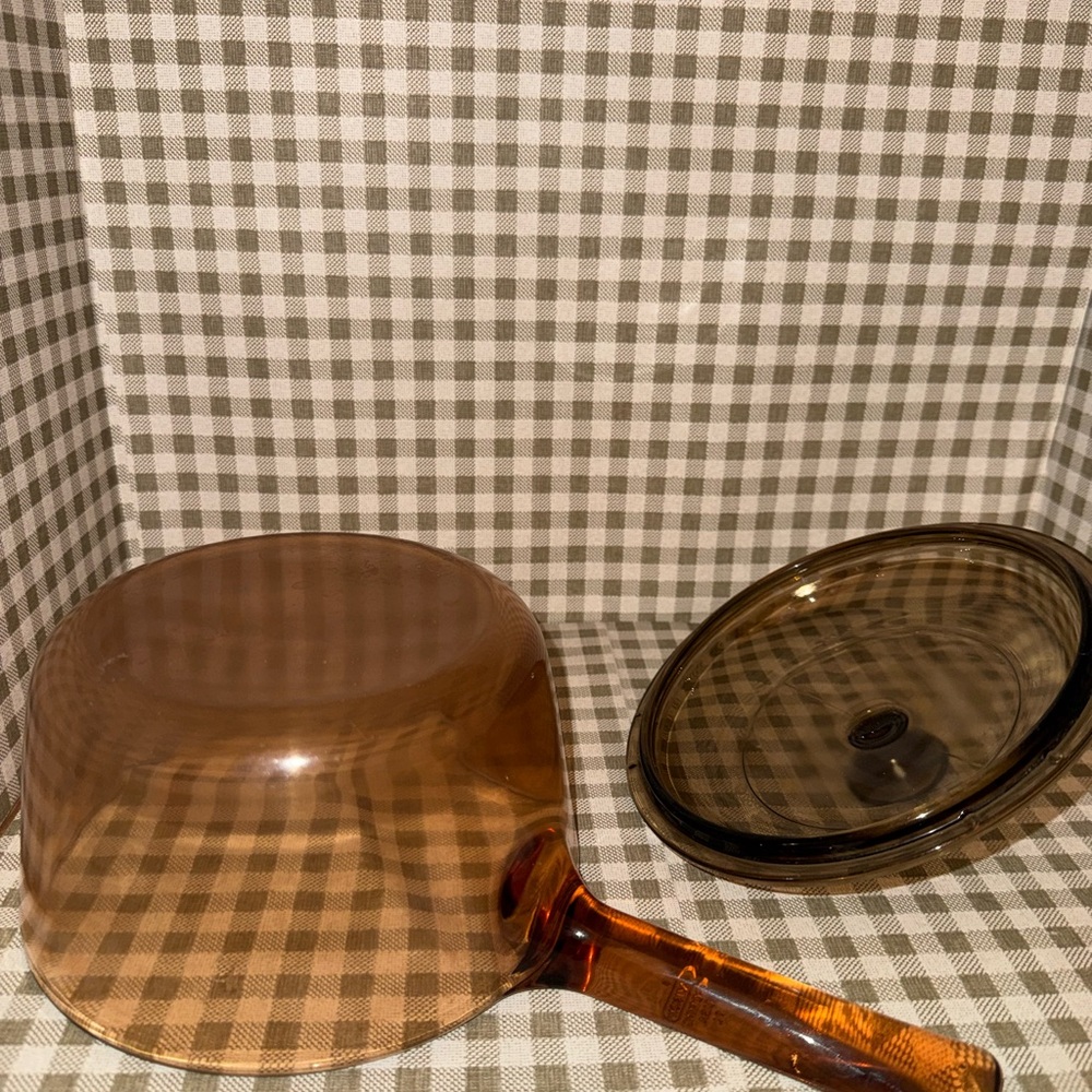 Vintage Corning visions Amber Glass Saucepan with Lid - Amber Brown 1 liter - Picture 6 of 6